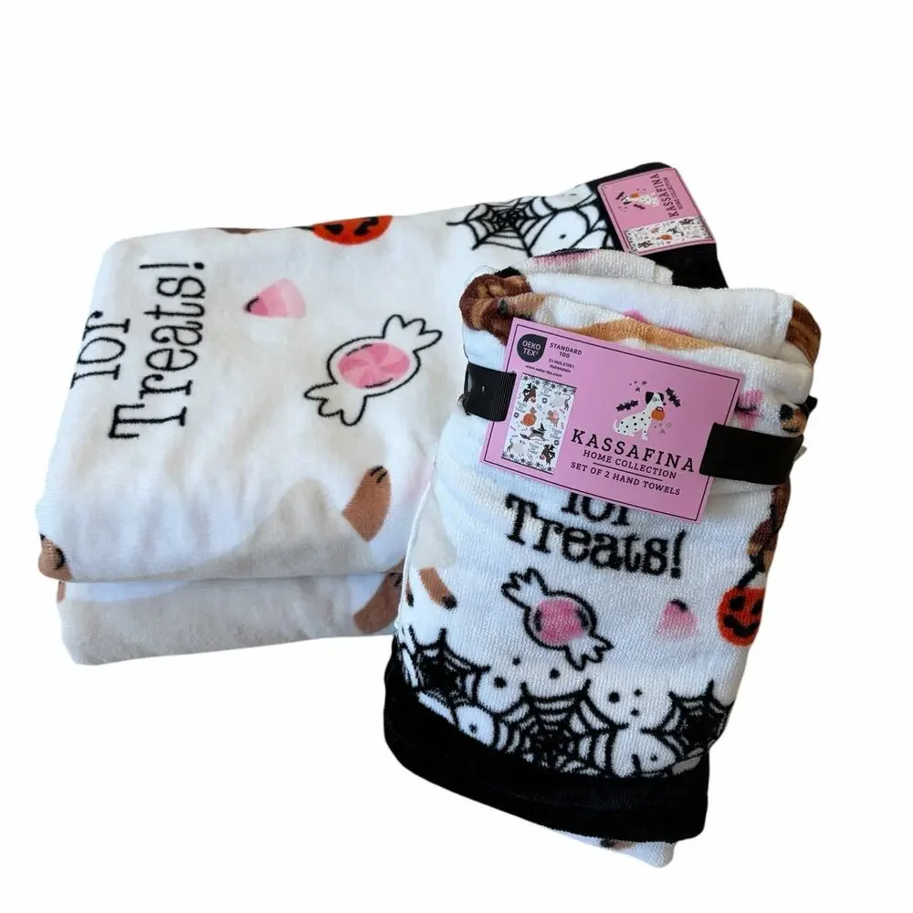 4pc Kassafina Halloween Dogs in Costumes Towel Set -2 Hand 2 Bath 100% Cotton